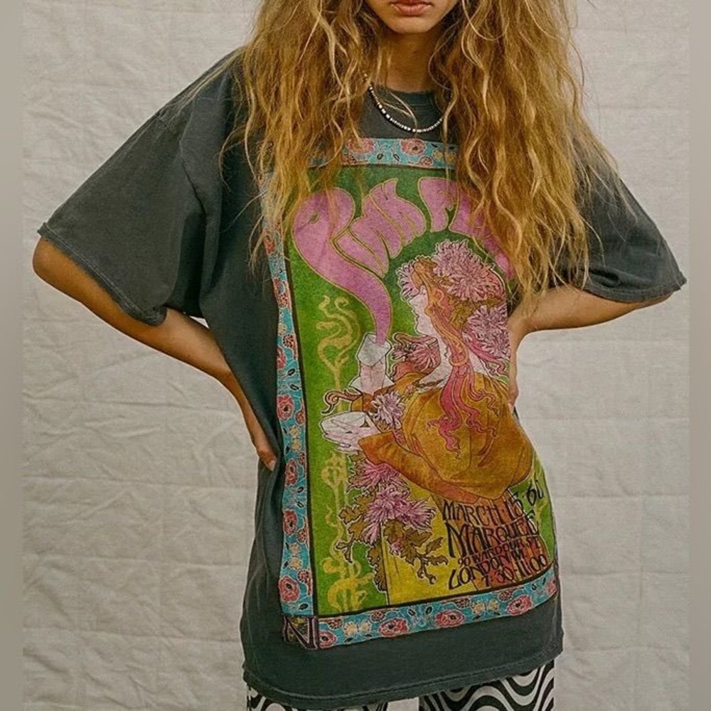 Pink Floyd Marquee London 1966 Graphic Tee Bob Masse Art Faded Charcoal S/M